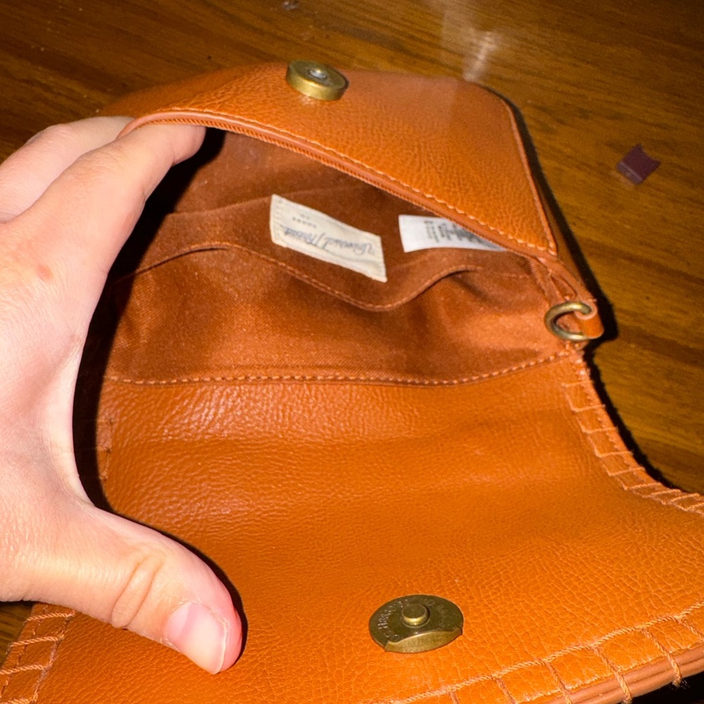 Brown faucet leather mini bag